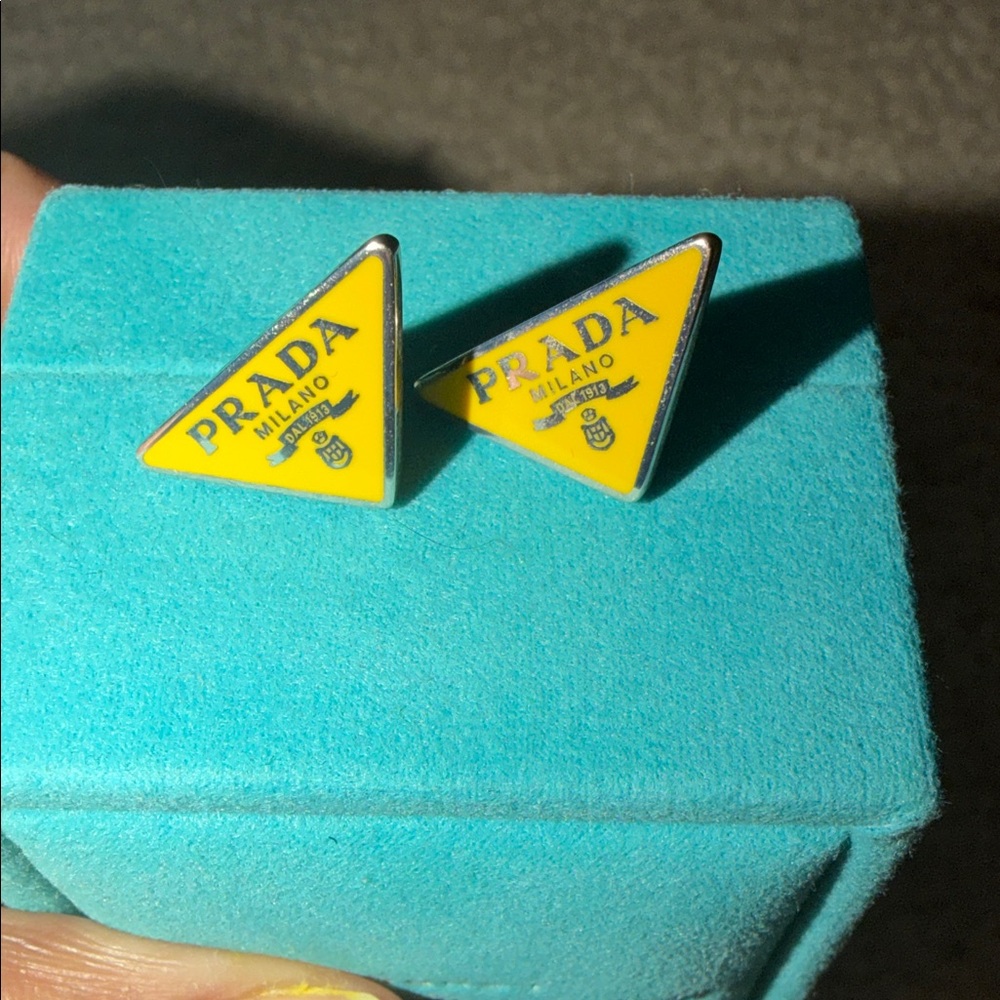 Prada Vibrant Yellow Triangle Studs